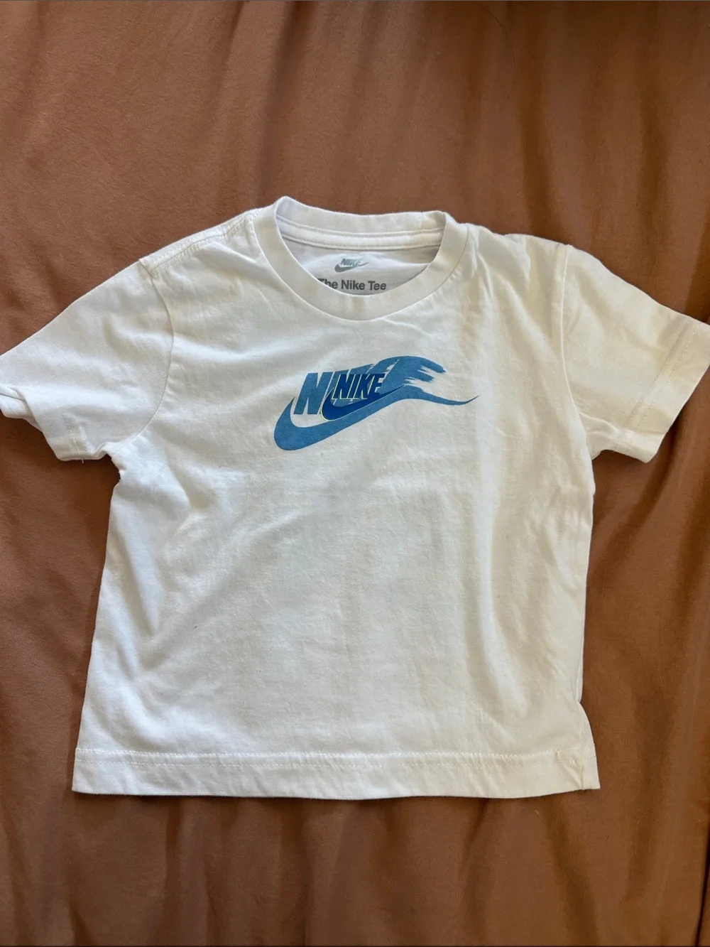 Nike Kids Tee & Shorts Set - White & Aqua with Navy Swoosh - Picture 4 of 5